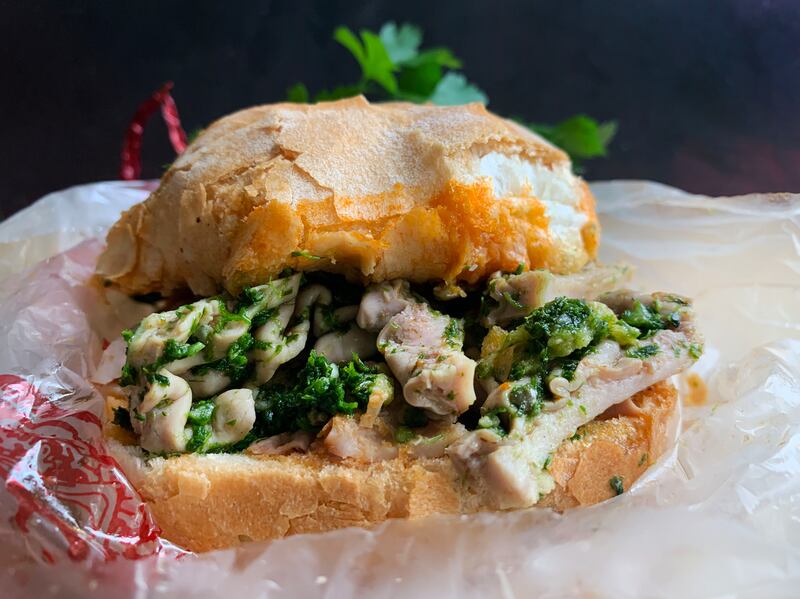 A lampredotto, Florence’s signature sandwich