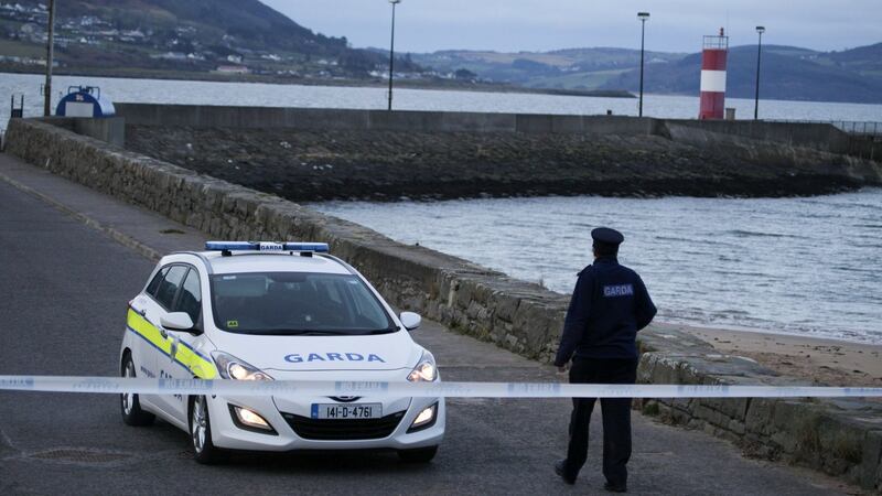 A garda at the scene at Buncrana, Co Donegal. Photograph: Trevor McBride