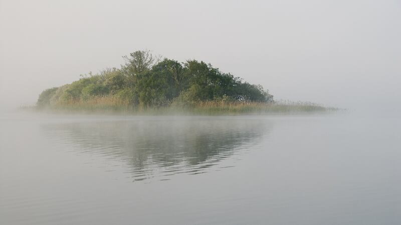 The next day Lough Ree is in a sulk. It is shrouded in mist and hunkered down. There is barely a breath of wind, and the islands have disappeared from view