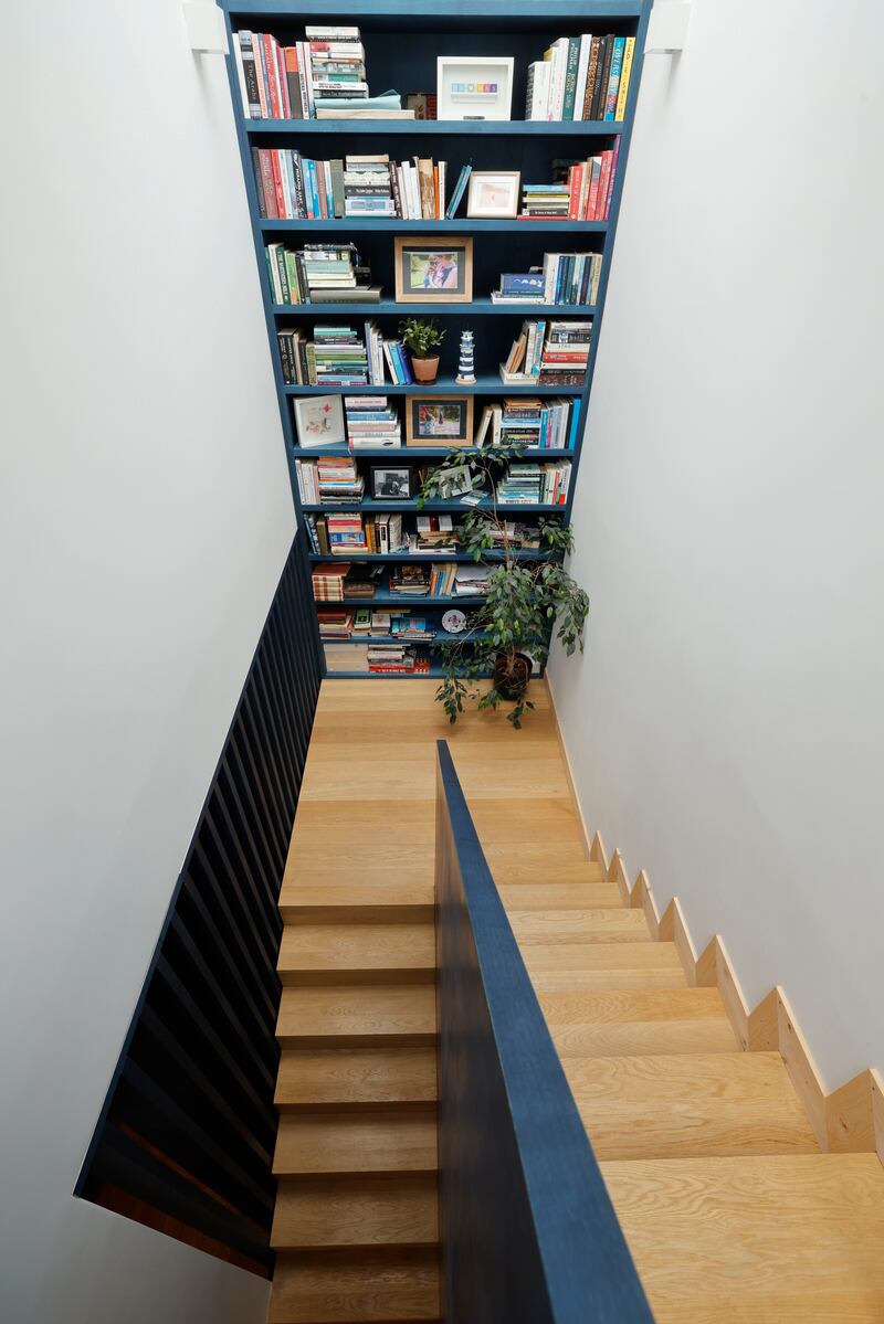 Large bookcase on stair return. Photograph: Alan Betson 
