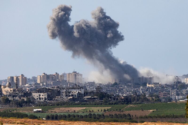 Smoke rises from northern Gaza after an Israeli airstrike on Saturday. Photograph: Tamir Kalifa/The New York Times