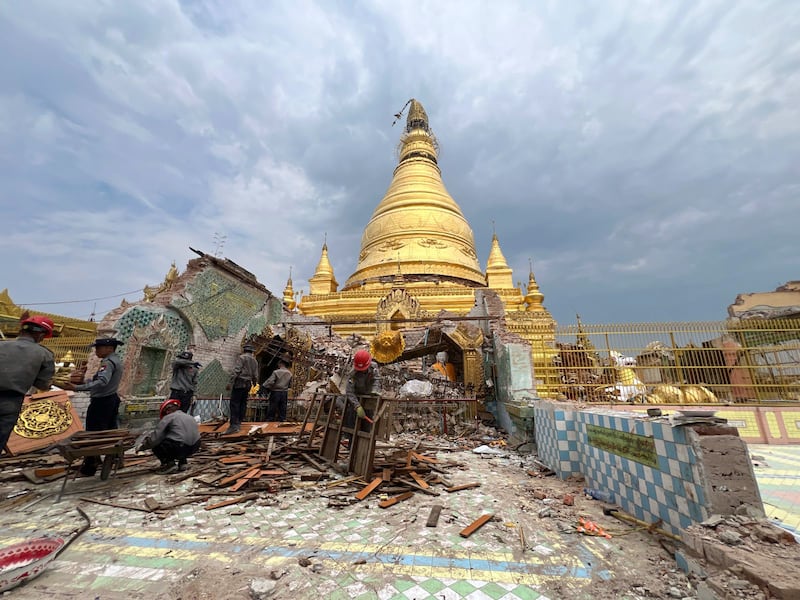 A wrecked pagoda in Sagaing, a town in central Myanmar. New York Times 