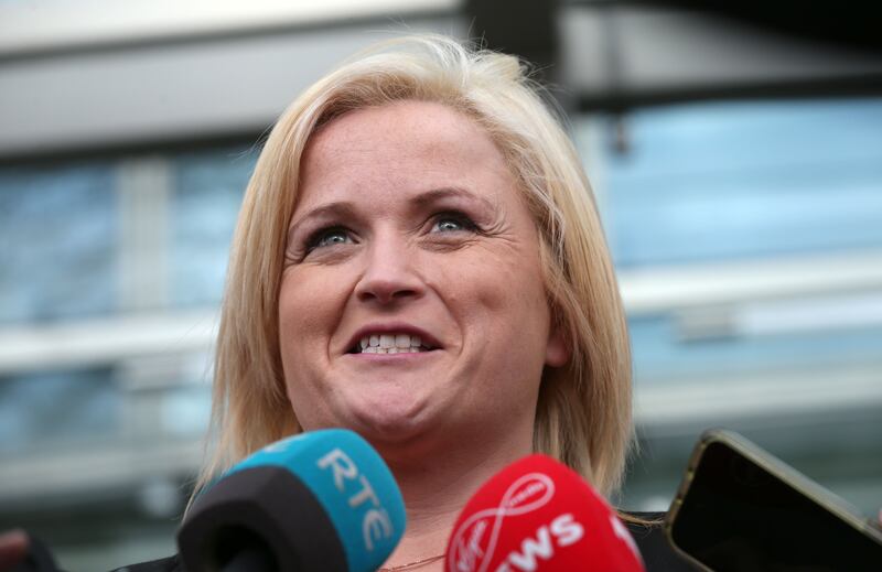  Leona O’Callaghan speaking to the media outside the Central Criminal Court in Dublin in 2018. Photo: Laura Hutton/Collins Photo Agency
