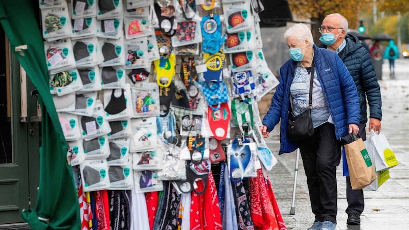 Face masks for sale in abundance in Dublin city centre. Photograph: Paul Faith/AFP/Getty