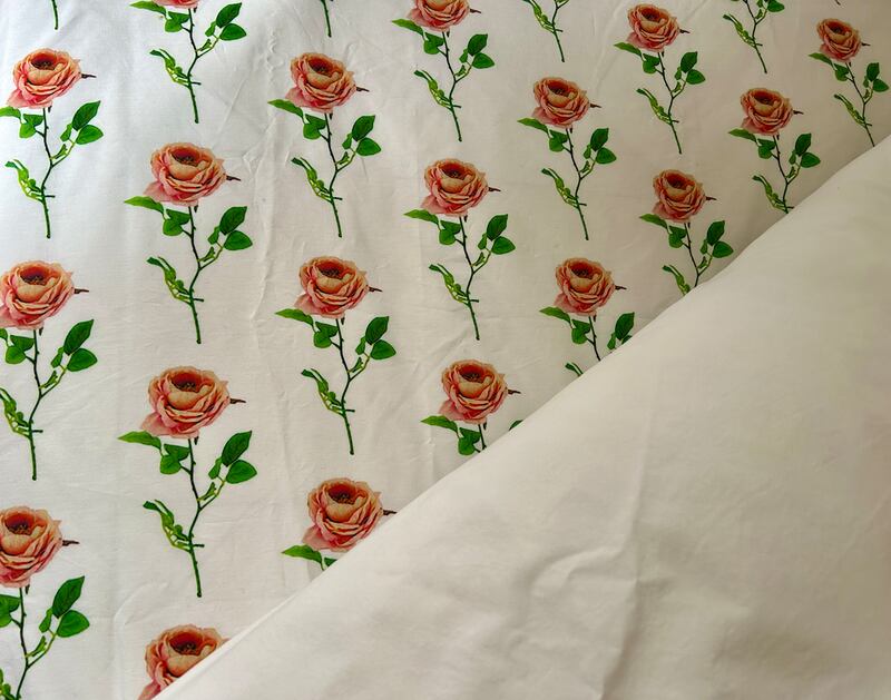 Bed of roses made from a photo by Gemma Tipton, printed by Bagsoflove.ie