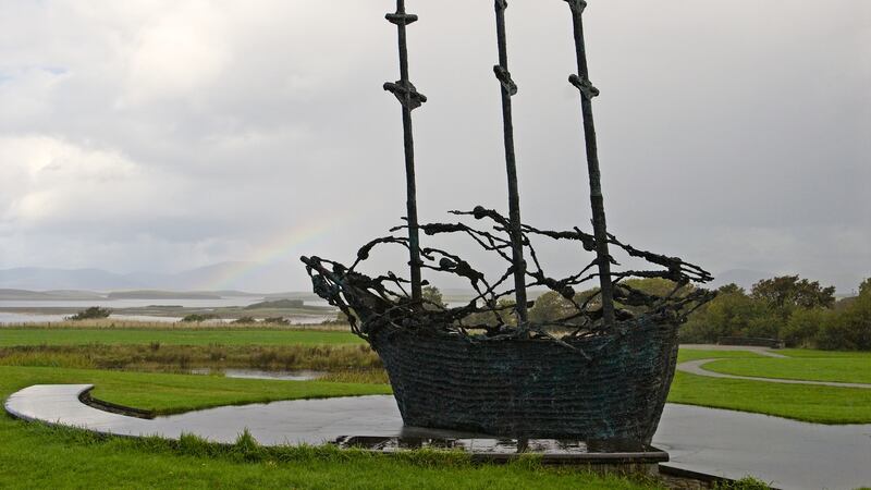 The National Famine Monument which is situated close to the Croagh Patrick Visitor Centre.  The sculpture by John Behan depicts a coffin ship with skeletal bodies