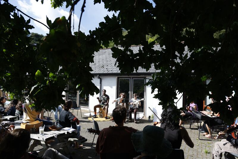 Tunes amid sun and shade at Lough Dan, Co Wicklow.  Photograph: Nick Bradshaw/The Irish Times