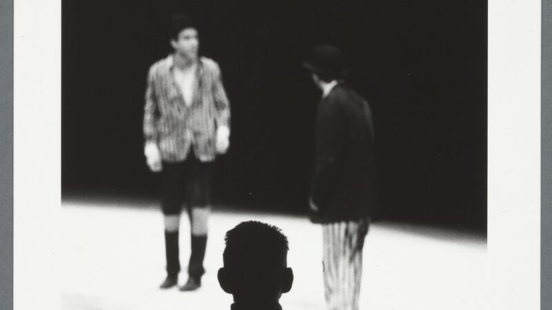 Beckett watches a rehearsal of Waiting for Godot at the Riverside Studios, Hammersmith, London, in 1984. Photograph: Chris Harris