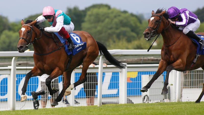 Frankie Dettori and Enable saw off Aidan O’Brien’s Magical at Sandown. Photograph: Julian Herbert/PA
