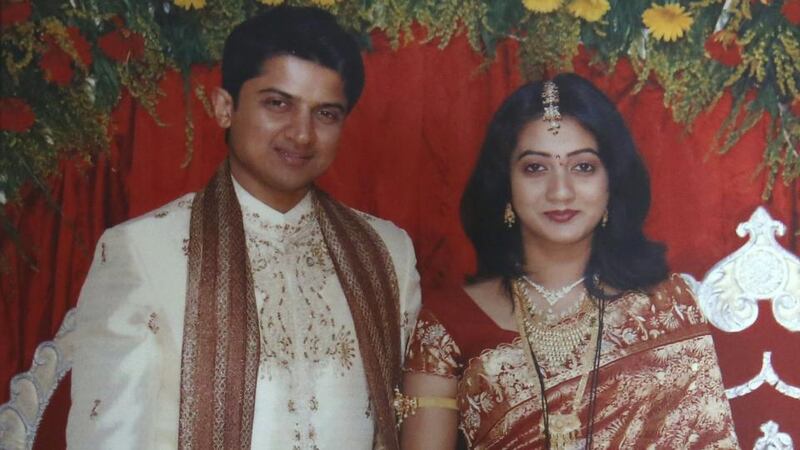 Praveen and Savita on  their wedding day.