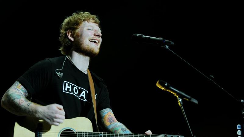 Ed Sheeran: the nicest man in music is on the Pyramid Stage as Glastonbury’s grand finale. Photograph: Aidan Crawley