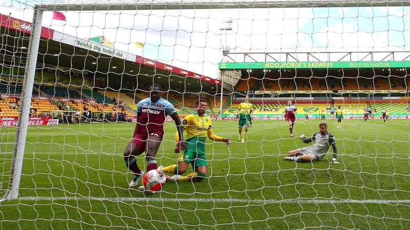 Michail Antonio nets his side’s third goal. Photo: Ian Walton/Pool via Getty Images