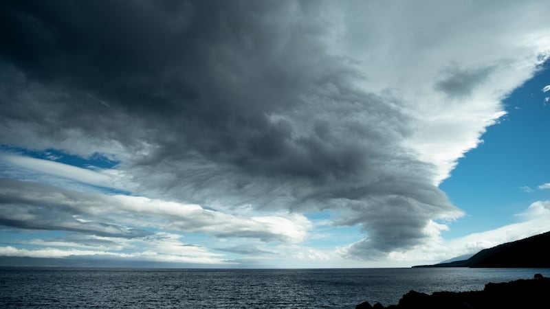 Hurricane Lorenzo passes over the Portuguese  Azores archipelago on Tuesday. Though now downgraded to a storm, official warnings are in  place for Ireland from Thursday evening. Photograph:   Lino Borges/AFP via Getty Images