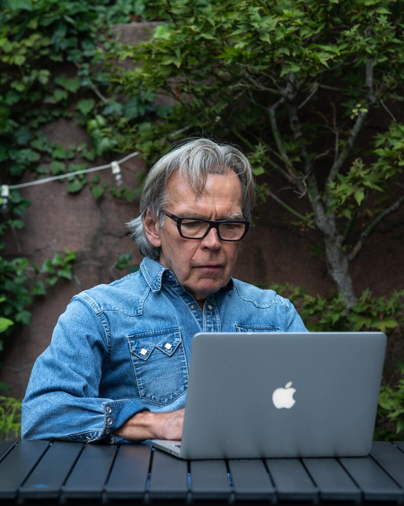 The author Charles Leerhsen wrote most of his new book at a table in the backyard of his Brooklyn home. Photograph: Emon Hassan/New York Times