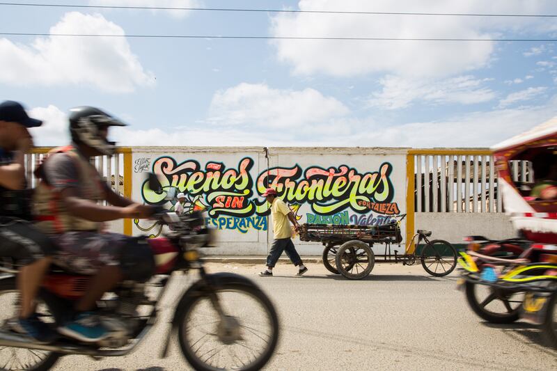 ‘Dreams Without Borders’, a mural of hope in Tumbes, Peru, was painted by Venezuelan migrants and refugees in October 2019, under the direction of famous Peruvian artist Elliot Tupac. Photograph: Paul Musiol