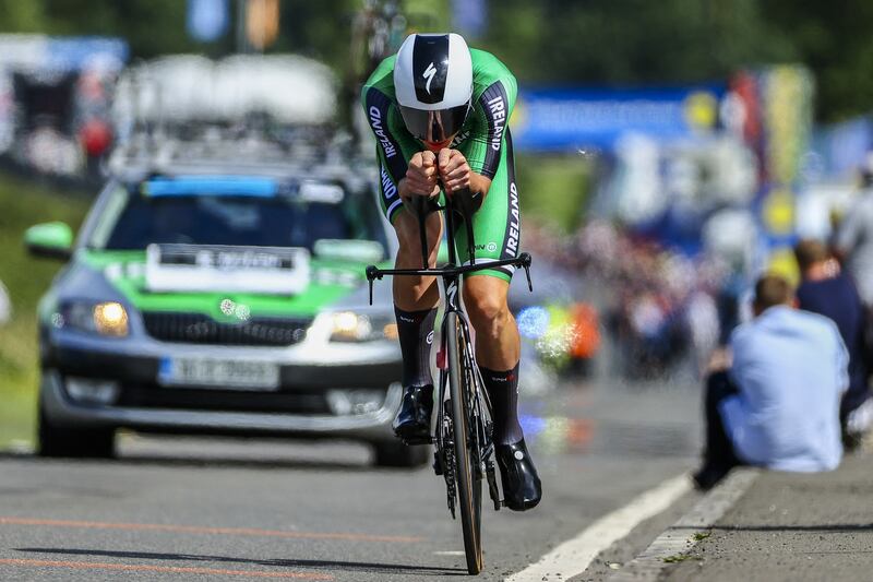 Ryan Mullen will represent Ireland in the men's time trial and men's road race in Paris. Photograph: David Pintens/Belga Mag/AFP via Getty Images 