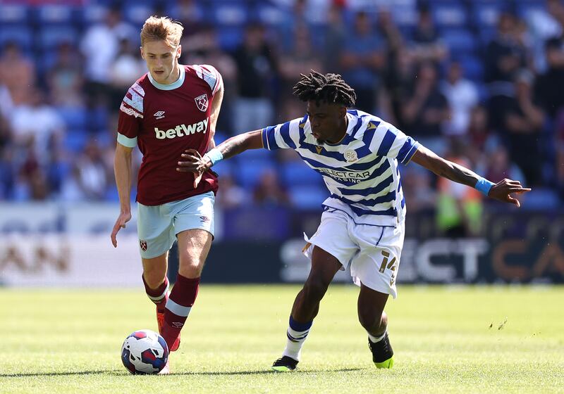 Flynn Downes of West Ham United in action against Reading in a pre-season friendly. His pass-completion rate of 92.6% with Swansea was the highest of any player in England’s top four divisions last season. Photograph: Ryan Pierse/Getty Images