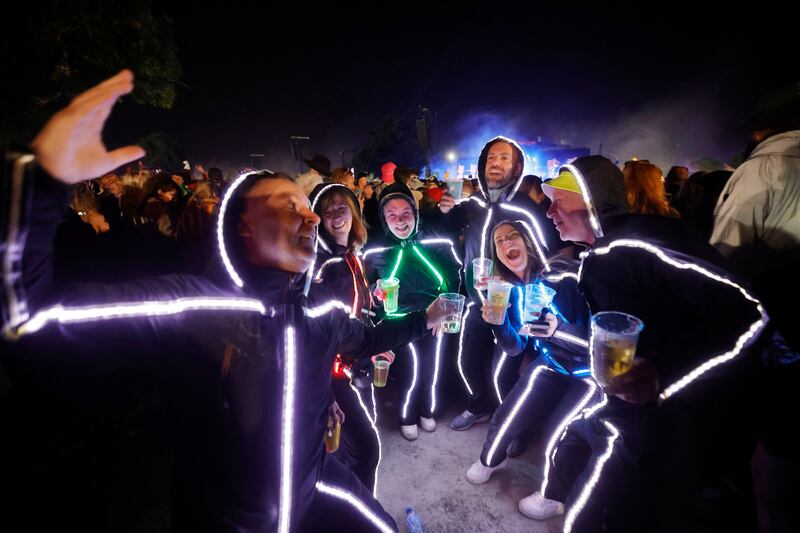 Electric Picnic: members of the McDaniel Family from Sligo wearing their Illumination suits for Calvin Harris. Photograph: Alan Betson


