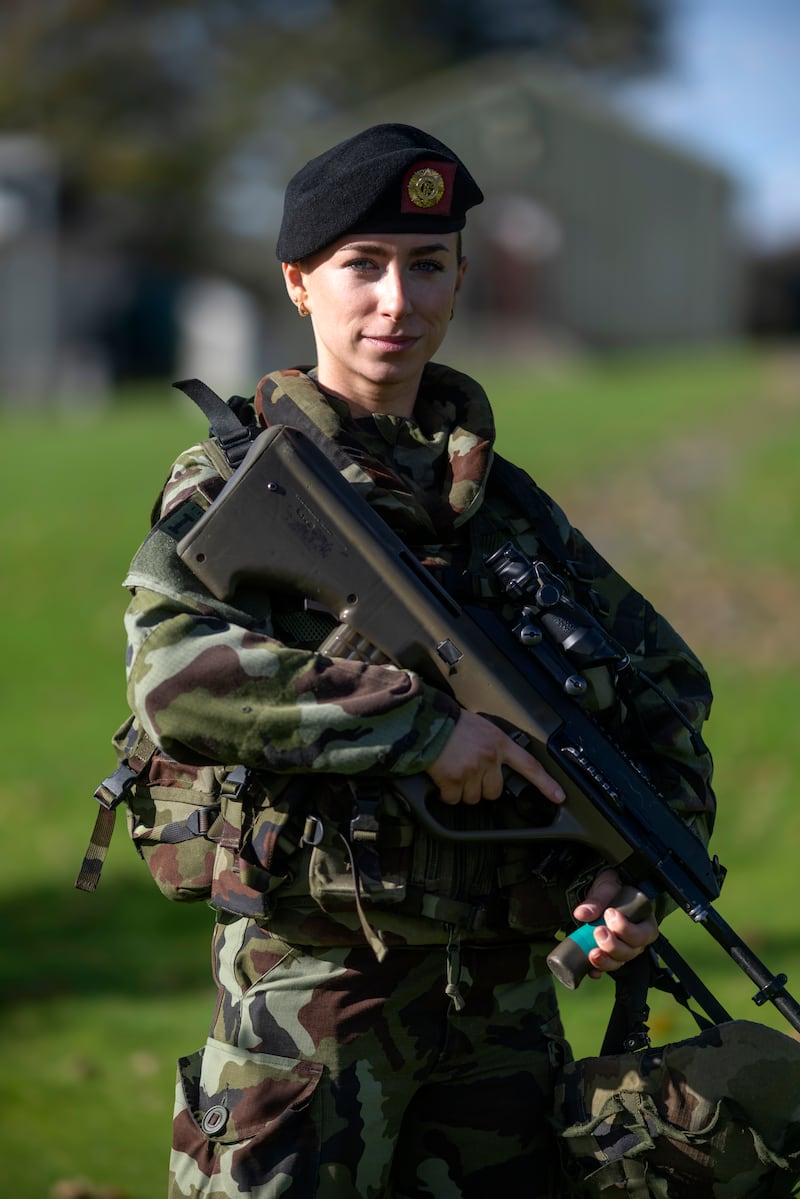 Pte Emma Stynes prepares of this first deployment with the 127th Infantry Battalion. 
Photograph: Chris Maddaloni