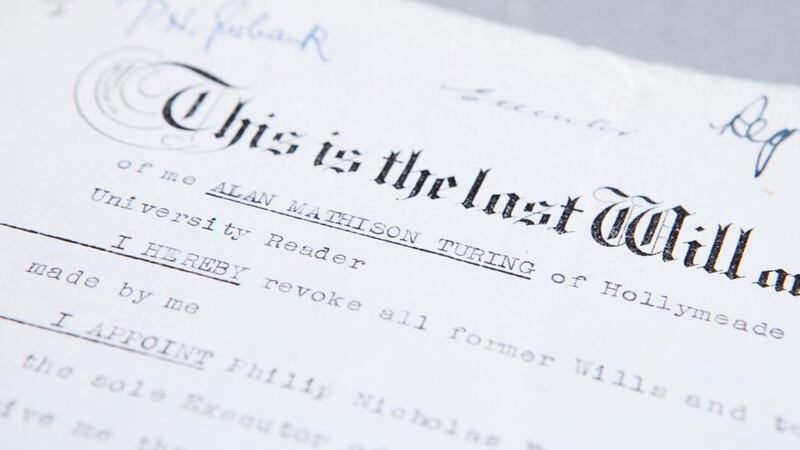 The will of Alan Turing. He died of cyanide poisoning and his death is still widely speculated on as either suicide or  murder. Photo: Ministry of Justice/PA Wire