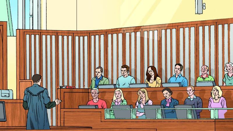 Behind closed doors: serving on a jury is established as one of the key duties of the citizen. It is many people’s only contact with the courts and the justice system. Illustration: Eoin Coveney