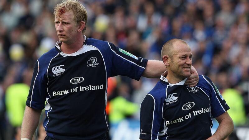 Leo Cullen with Chris Whitaker. Photograph: Billy Stickland/Inpho