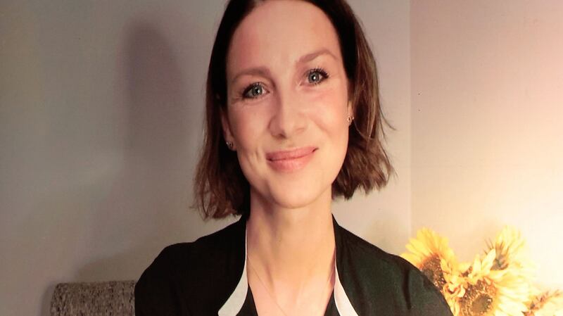 Caitriona Balfe joins in the ceremony remotely