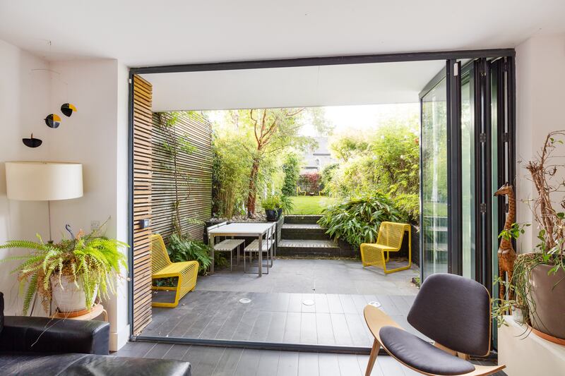 The exterior living area/patio, leading on to the garden