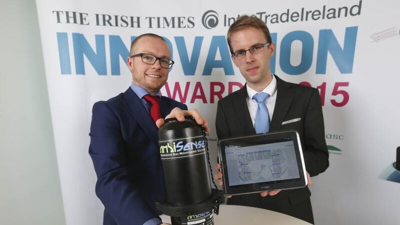 Ambisense chief executive Stephen McNulty and chief technology officer Fiachra Collins: “It started with the idea of developing a landfill monitoring system.” Photograph: Conor McCabe