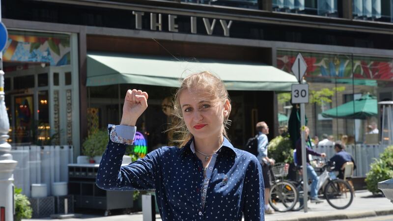 Julia Marciniak outside the Ivy on Dawson Street in Dublin. The Labour Court has found that she was unfairly dismissed by the restaurant. Photograph: Alan Betson