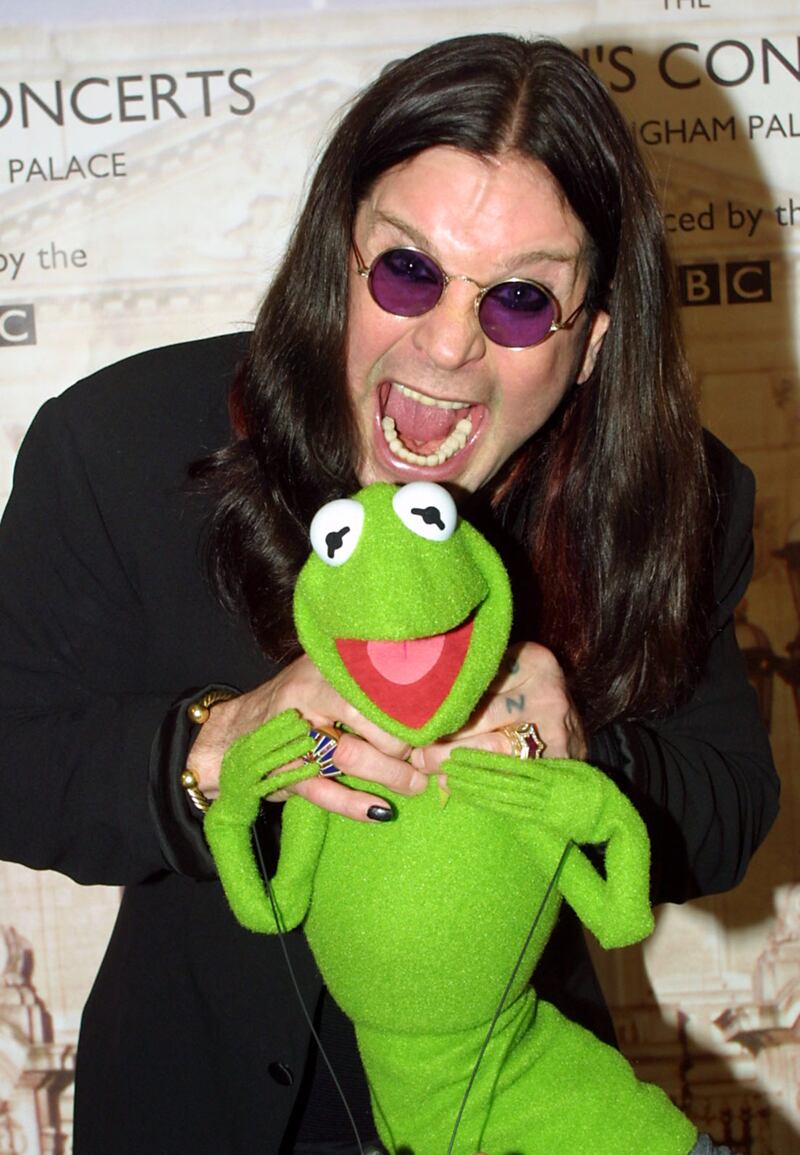 Ozzy Osbourne and Kermit the Frog backstage for a concert to commemorate the Golden Jubilee of Queen Elizabeth II. Photograph: Peter Jordan/PA Wire