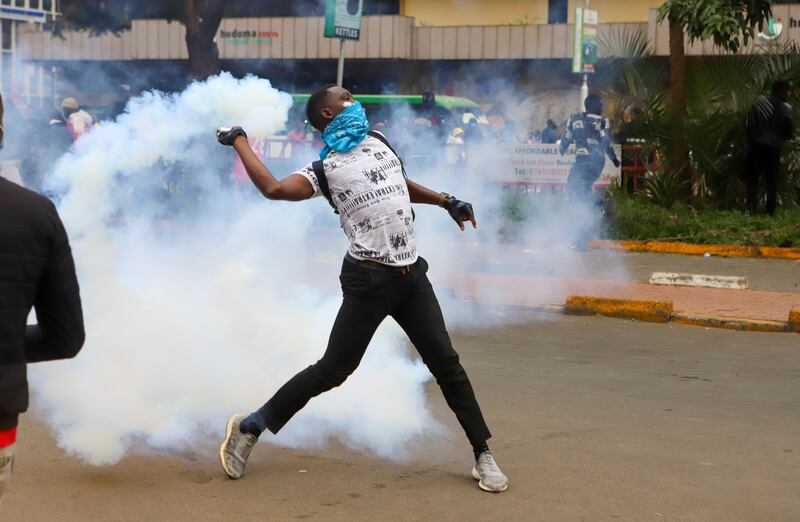 Demonstrators stormed the parliament building in Nairobi on Tuesday. Photograph: AP