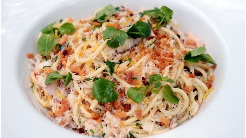 Spaghetti with crab