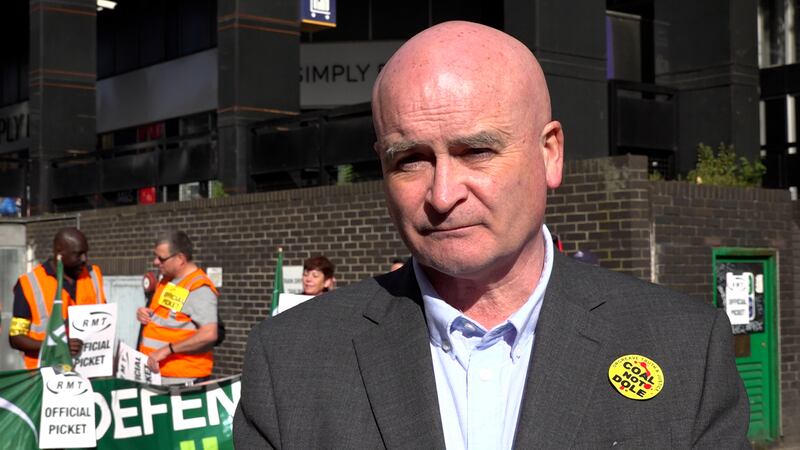 Coolly combative: RMT general secretary, Mick Lynch, on a picket line outside outside Euston station in London. Photograph: Sarah Collier/PA Wire 
