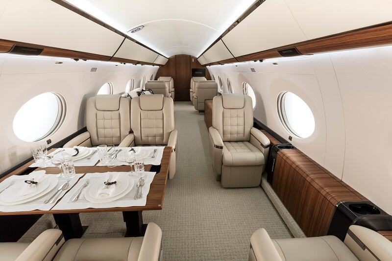 Gulfstream: one of the interior options for a G650, the type of aircraft owned by Denis O’Brien