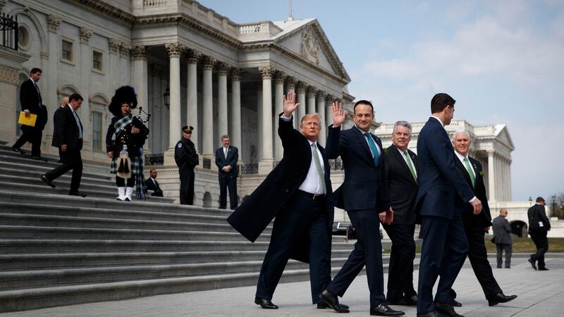 Former US president Donald Trump and then taoiseach Leo Varadkar at the House of Representatives in 2020. Photograph: Tom Brenner/New York Times