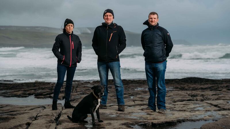 Clare Coast Guard Members Lorraine Lynch, Bernard Lucas and Gary Kiely in Doolin, Co Clare. Photograph: Eamon Ward