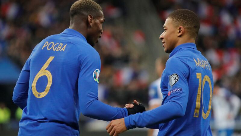 Kylian Mbappe scored France’s third goal against Iceland. Photograph: Charles Platiau/Reuters