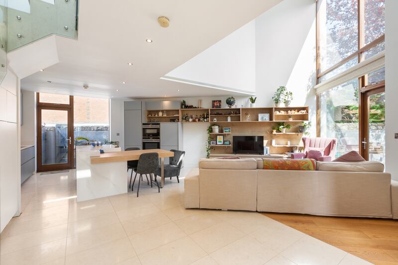 Living area with double-height atrium
