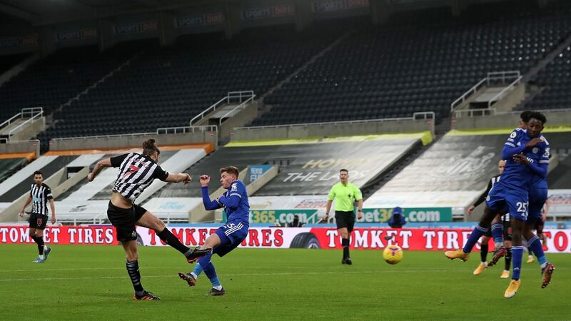 Andy Carroll pulled one back for Newcastle. Photo: Lee Smith/POOL/AFP via Getty Images