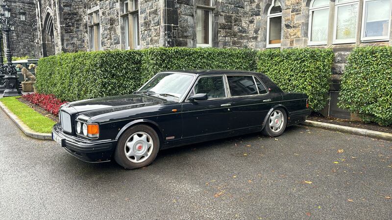A 1997 Bentley R Turbo (€8,000-€12,000), which was symbolically parked outside Ashford Castle