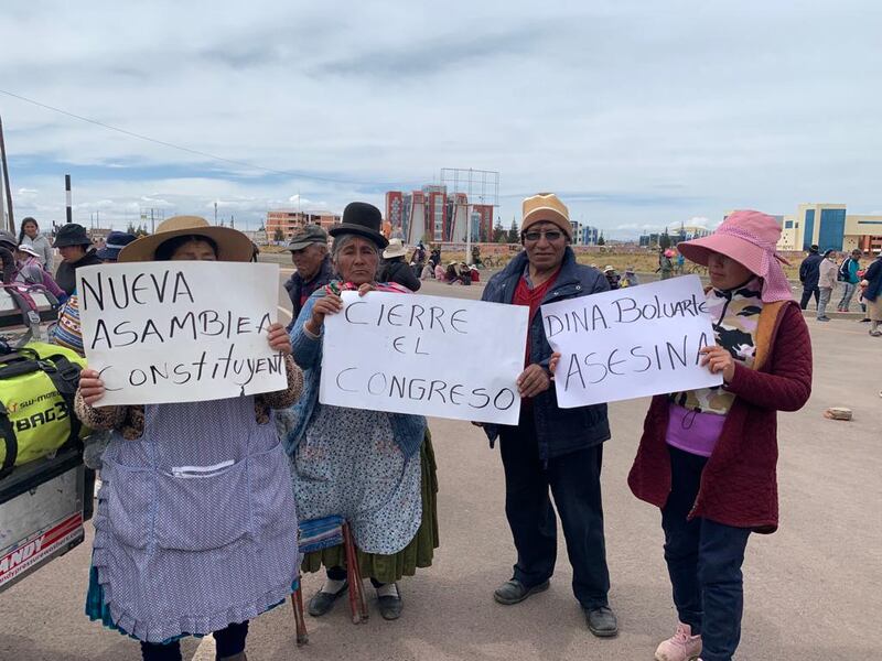 Protesters at Juliaca, Peru. Photograph: Peter Murtagh