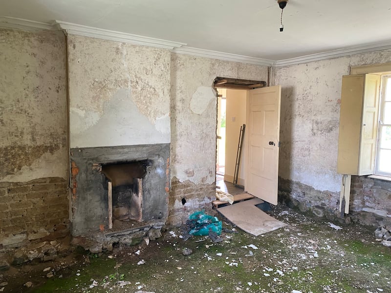 A former sittingroom which had to be torn out after being badly hit by dry rot. Photograph: Steven Carroll