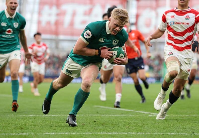 While O’Brien’s day was not perfect, as Andy Farrell noted, his man of the match award was well deserved. Photograph: INPHO/ Billy Stickland