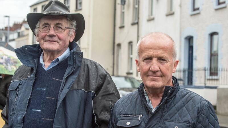 John Moore and Ned Furlong, who came from Adamstown, Co Wexford, to be in Derry for the funeral. Photograph: Freya McClements