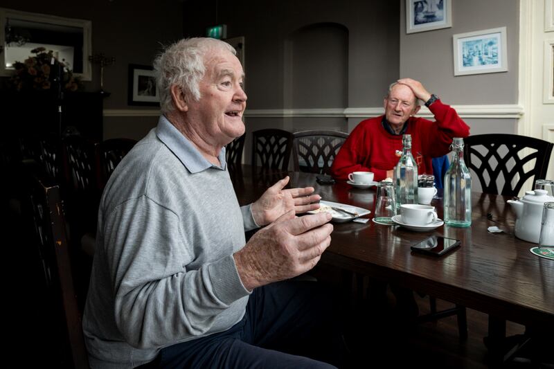 Richie Bennis and Eamonn Cregan discuss old times in Limerick hurling at the Woodfield House Hotel. Photograph: Don Moloney