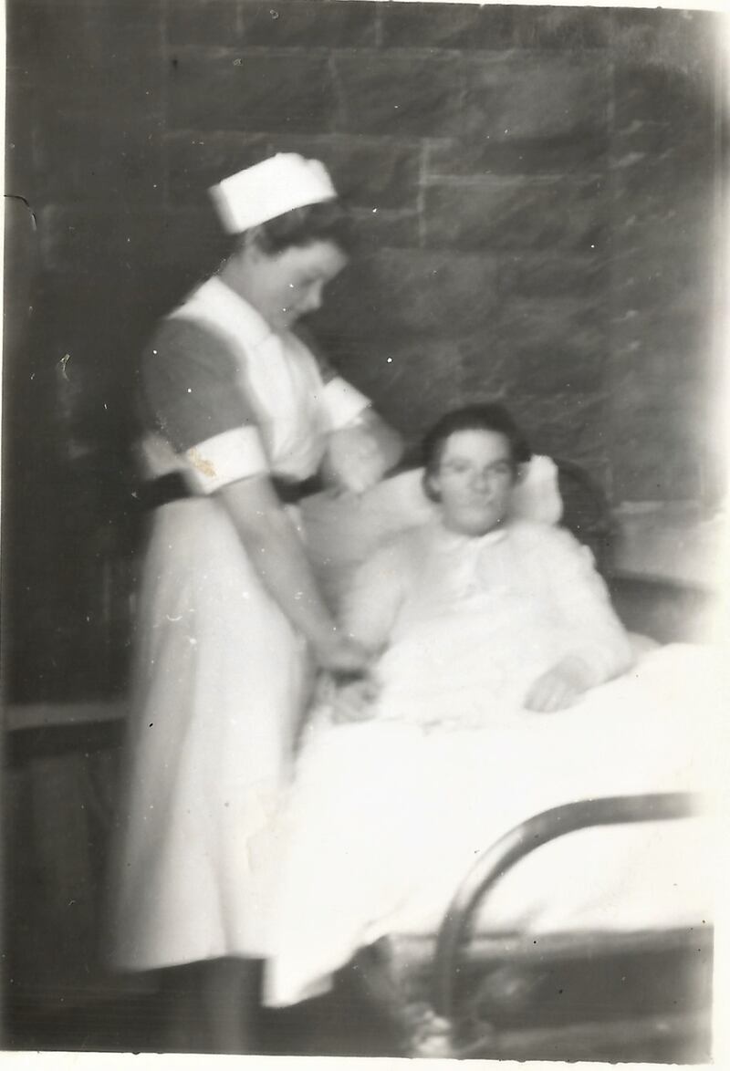 Mary Morrissey and nurse Rita Martin in 1952.