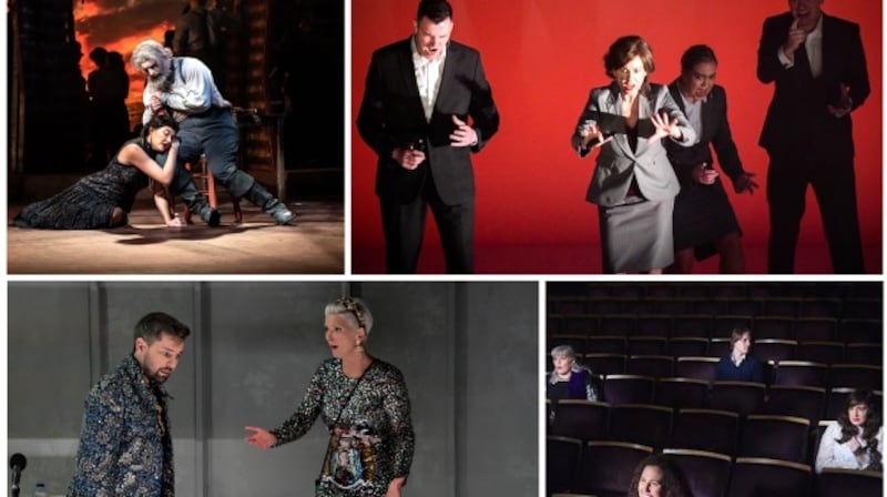 Best opera nominees (clockwise from top left) Don Quichotte, Abomination: A DUP Opera, Griselda, The Stalls