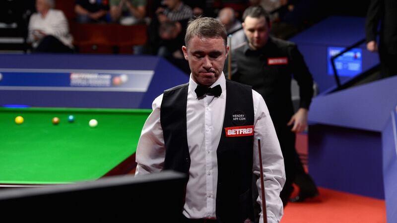 Stephen Hendry during his 13-2 defeat to Stephen Maguire in 2012 - his final appearance at the Crucible. Photograph: Gareth Copley/Getty