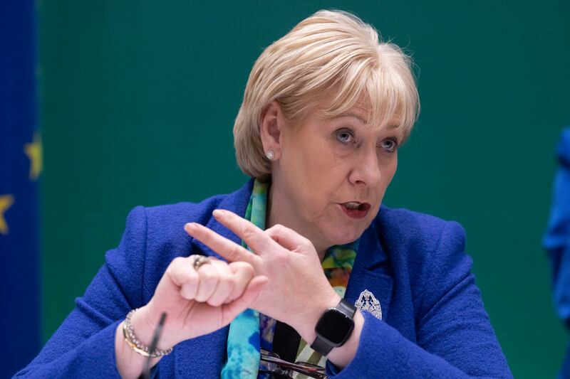 Heather Humphreys speaking to the media on budget day. Photograph: Collins